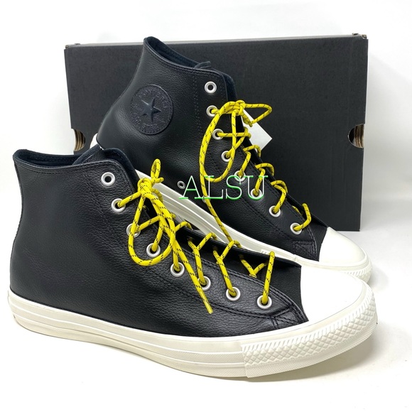 🔥 BLACK FRIDAY 🔥 Converse Ctas High Leather Black Citron Men’s 163339C - Picture 4 of 8